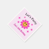 レトロ微笑みピンクフラワーガール誕生日 スタンダードカクテルナプキン (角)