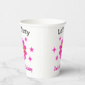 レトロ微笑みピンクフラワーガール誕生日 紙コップ (右)