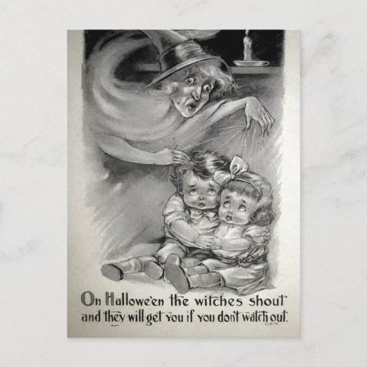 レトロ怖い魔女はがき ポストカード (正面)