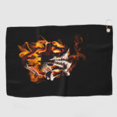 レトロ恐竜の死火スカル ゴルフタオル (横)