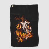 レトロ恐竜の死火スカル ゴルフタオル (正面)