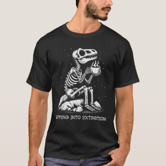 レトロ恐竜の骨格が絶滅に陥る Tシャツ