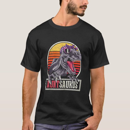 レトロ恐竜クール叔母Auntsaurus Tレックス Tシャツ (正面)