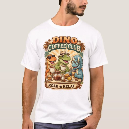 レトロ恐竜コーヒークラブ Tシャツ (正面)