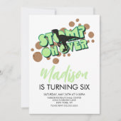 レトロ恐竜テーマ誕生日パーティーの招待 招待状 (正面)