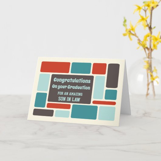 レトロ息子の卒業 カード (黄色い花)