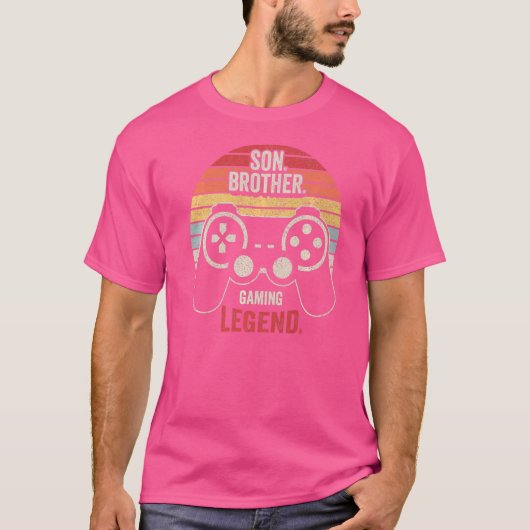 レトロ息子兄弟ゲーミング伝説ゲーマー 誕生 Tシャツ (正面)