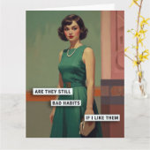 レトロ悪い人 カード (黄色い花)