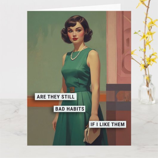 レトロ悪い人 カード (黄色い花)