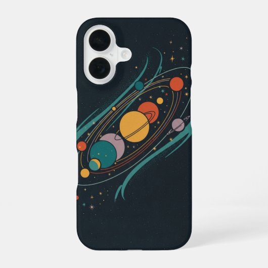 レトロ惑星の配置 iPhone 16ケース (裏面)