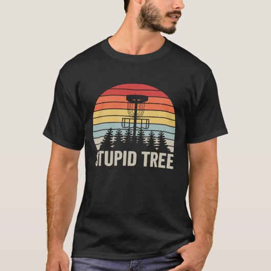レトロ愚かな木の円盤ゴルフプレーヤー1 Tシャツ (正面)