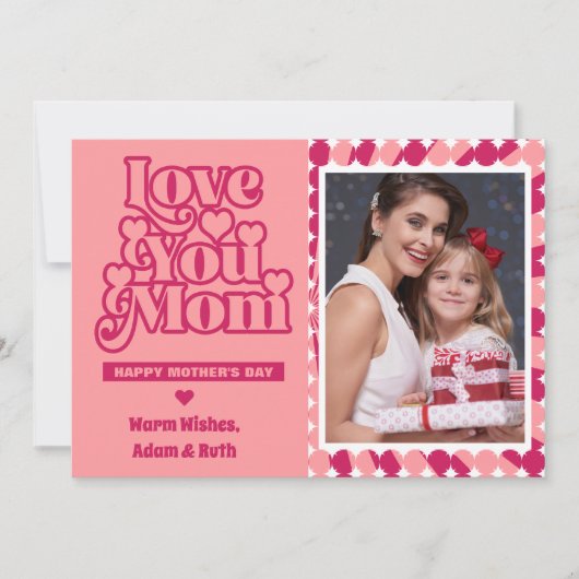 レトロ愛あなたパーソナライズされたママ写真母の日 カード (正面)