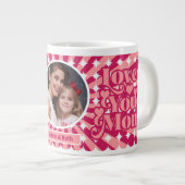 レトロ愛あなたパーソナライズされたママ写真母の日 ジャンボコーヒーマグカップ (正面右)