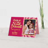 レトロ愛あなたパーソナライズされたママ写真母の日 箔グリーティングカード (正面)