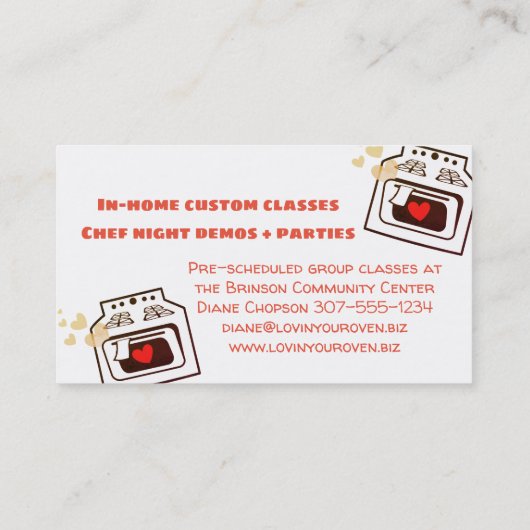 レトロ愛オーブンのパン屋のケータリングのシェフの名刺 名刺 (裏面)