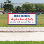 レトロ愛国のレッドブルーホワイトハッピー7月4日 横断幕 (インサイチュ)