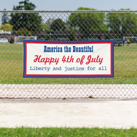 レトロ愛国のレッドブルーホワイトハッピー7月4日 横断幕 (インサイチュ)