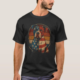レトロ愛国ハート パットブル - ヴィンテージ アメリカン ドッグ Tシャツ
