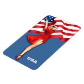 レトロ愛国的ピンアップアートガール マグネット (左側)