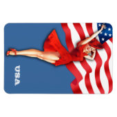 レトロ愛国的ピンアップアートガール マグネット (横)