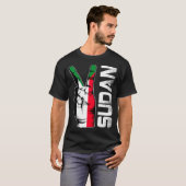 レトロ愛国的勝利 スーダンの旗 フィンガー Tシャツ (正面フル)