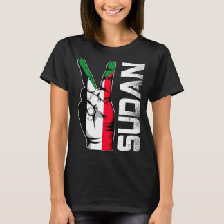 レトロ愛国的勝利 スーダンの旗 フィンガー Tシャツ