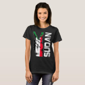レトロ愛国的勝利 スーダンの旗 フィンガー Tシャツ (正面フル)