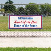 レトロ愛国赤青白神祝福アメリカ 横断幕 (インサイチュ)