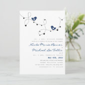 レトロ愛鳥およびハートの結婚式招待状 招待状 (スタンド正面)