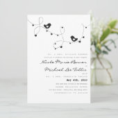 レトロ愛鳥およびハートの結婚式招待状 招待状 (スタンド正面)
