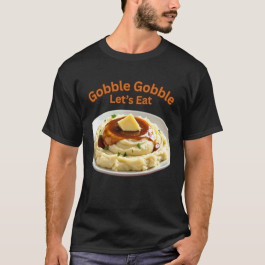 レトロ感ある感謝祭の家族でのディナーにマッシュポテト大好き Tシャツ (正面)