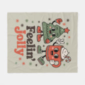 レトロ感じクリスマスすてきヴィンテージ フリースブランケット (正面(横))