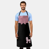 レトロ感じピンクプードルアンド水玉模様 エプロン (着用した状態)