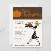 レトロ感謝祭ディナーパーティの招待状カスタム 招待状 (正面)