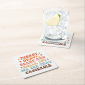 レトロ感謝祭ディナー スクエアペーパーコースター (インサイチュ)