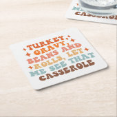 レトロ感謝祭ディナー スクエアペーパーコースター (アングル)