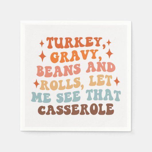 レトロ感謝祭ディナー スタンダードカクテルナプキン (正面)