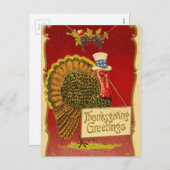 レトロ感謝祭トルコ シーズンポストカード (正面/裏面)