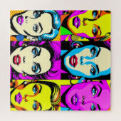 レトロ懐ポップ・アートのかしいアー鮮やかト女子カラフル: ジグソーパズル (横)