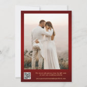 レトロ我々クリムゾンレッド金ゴールドQRコード結婚ズ 招待状 (裏面)