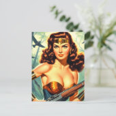 レトロ戦士の女性 ポストカード (スタンド正面)