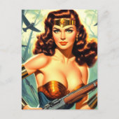 レトロ戦士の女性 ポストカード (正面)