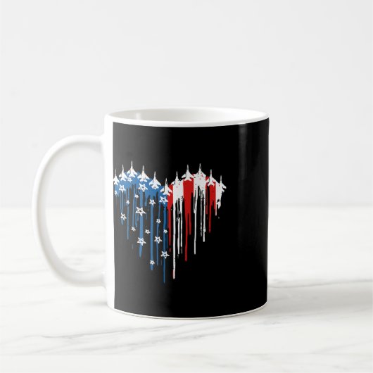 レトロ戦闘機 アメリカ国旗 ハート 4th コーヒーマグカップ (左)
