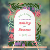 レトロ房穂枝と花を歓迎結婚する アクリルサイン (ニュートラル)