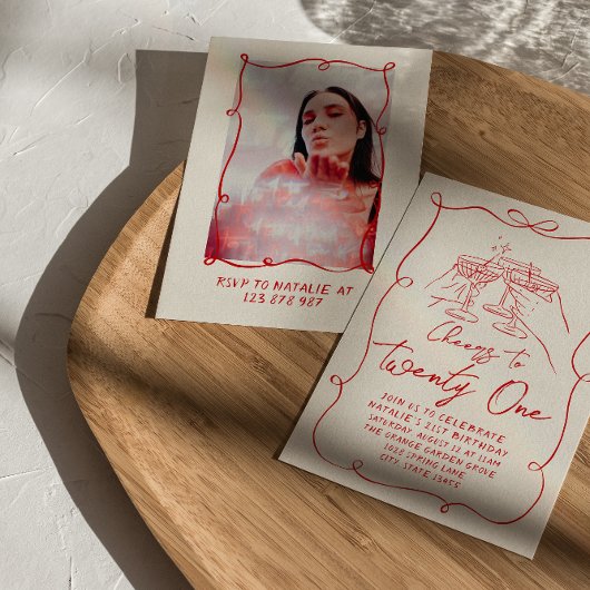 レトロ手引き弓応援21誕生日 招待状