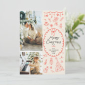 レトロ手描きアイコンMerry Christmas 2写真 シーズンカード (スタンド正面)