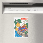 レトロ手描きアマルフィイタリア地中海アート マグネット (インサイチュ (食洗機))