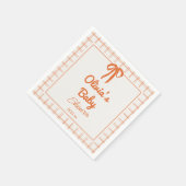 レトロ手描きオレンジリボンギンガムベビーシャワー スタンダードカクテルナプキン (角)