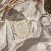 レトロ手描きカラフルフローラ結婚リース 招待状