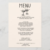 レトロ手描きシャンパングラス予測できな結婚ズ メニュー (正面)